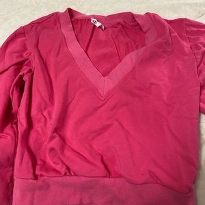 Hot pink revolve v neck cropped sweater size small